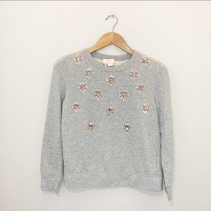 KATE SPADE Jeweled Sweater Gray Crew Neck Size xxs